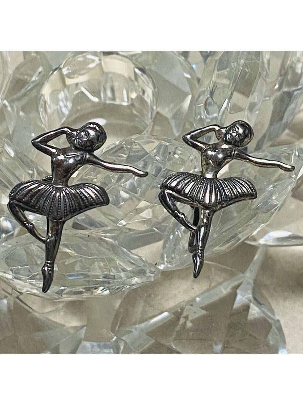 Vintage Sterling Silver Ballerina Earrings